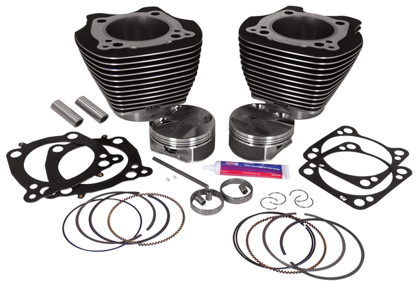 S&S 117-128" Big Bore Kit Black Fits Harley Big Twin Touring 2017-Later, Softail 2018-Later, Milwaukee-Eight & CVO
