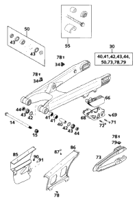 KTM EXHAUST PIPE CPL. 125 SX2004 2005 125 EXC 50305007200