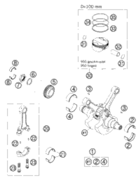 KTM CYLINDER REAR D=100     04 2004 950 Adventure S 60030105100 KTM CYLINDER REAR D=100     04 2004 950 Adventure S 60030105100