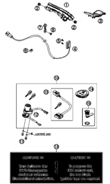 KTM LOCK SET RC8 2012 1190 RC8R Black 69011066244