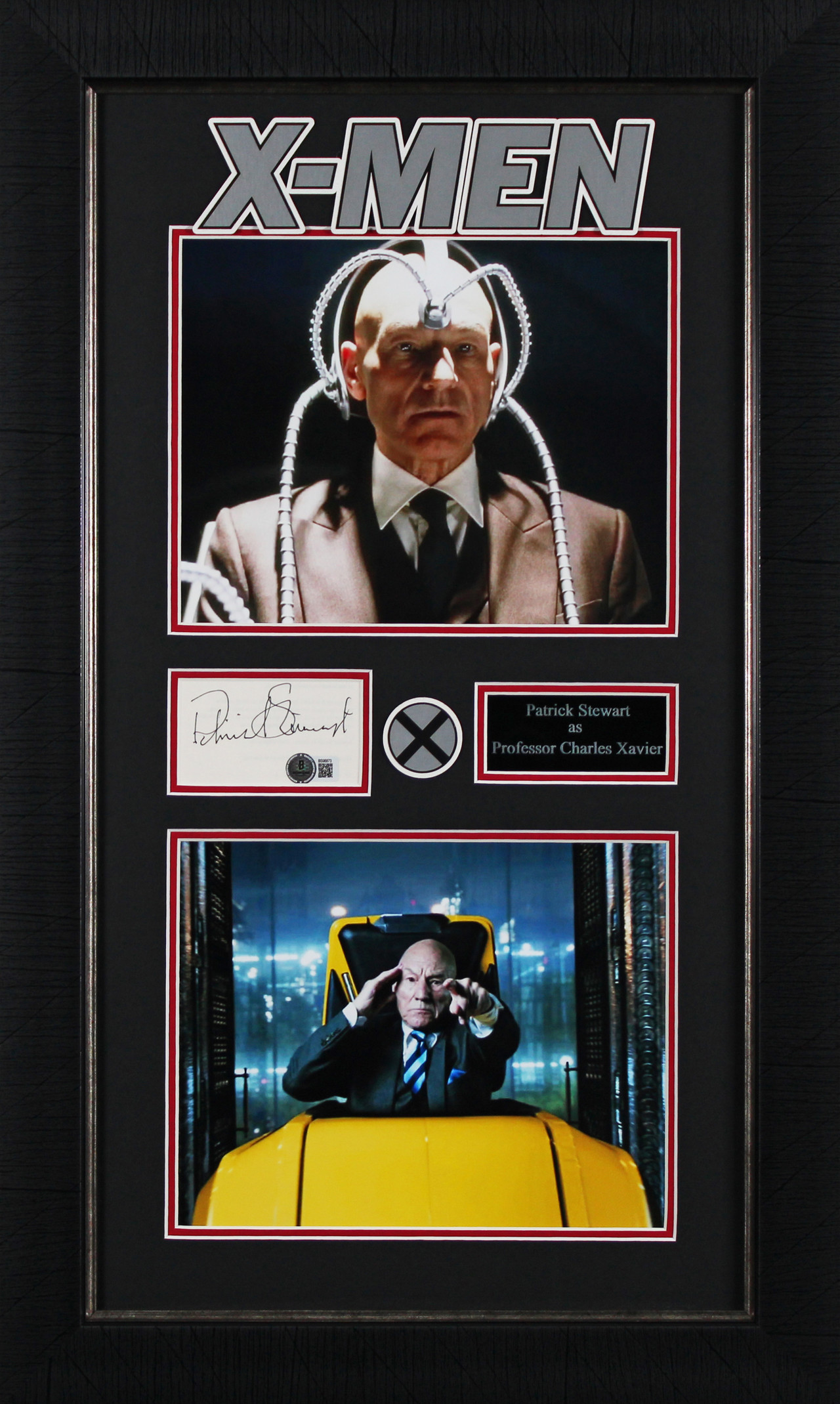 Patrick Stewart X-Men Authentic Signed Cut Signature Framed Display BAS