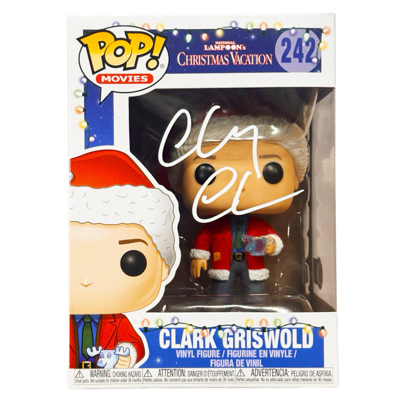 Chevy Chase Signed Christmas Vacation #242 White Ink Funko POP! Vinyl Figure (JSA)