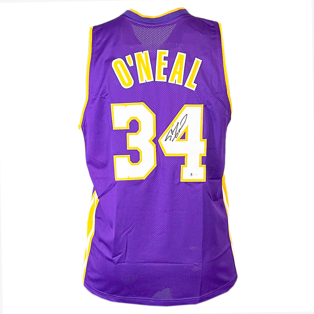 Maillot Des Lakers Signé Shaquille O'Neal - Violet Encadré, Authentifié Beckett, Pièce Collector NBA
