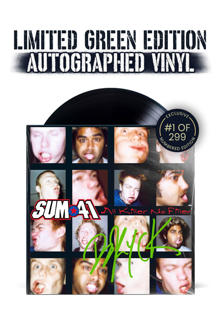 All Killer No Filler Green Vinyl signed by Sum 41