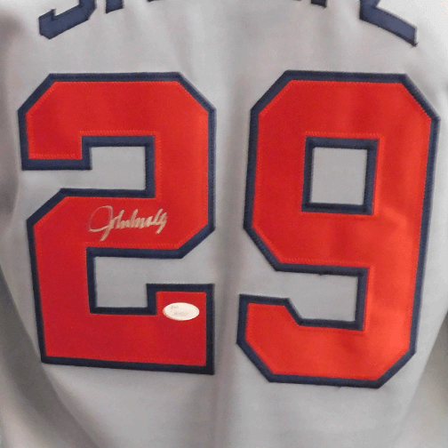 John Smoltz Autographed Atlanta Throwback Grey Baseball Jersey (JSA)