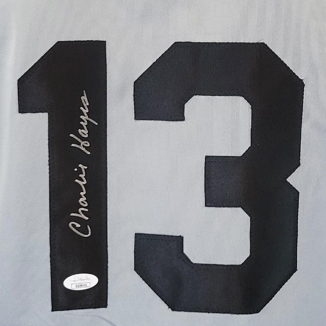 Charlie Hayes Signed New York Grey Baseball Jersey (JSA)