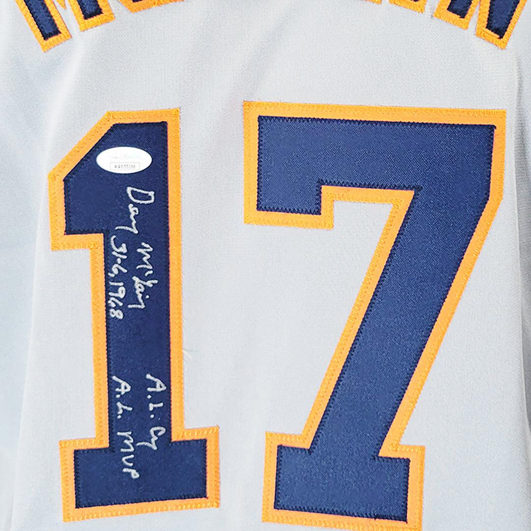 Denny McLain Signed Multiple Inscription Detroit Grey Baseball Jersey (JSA)