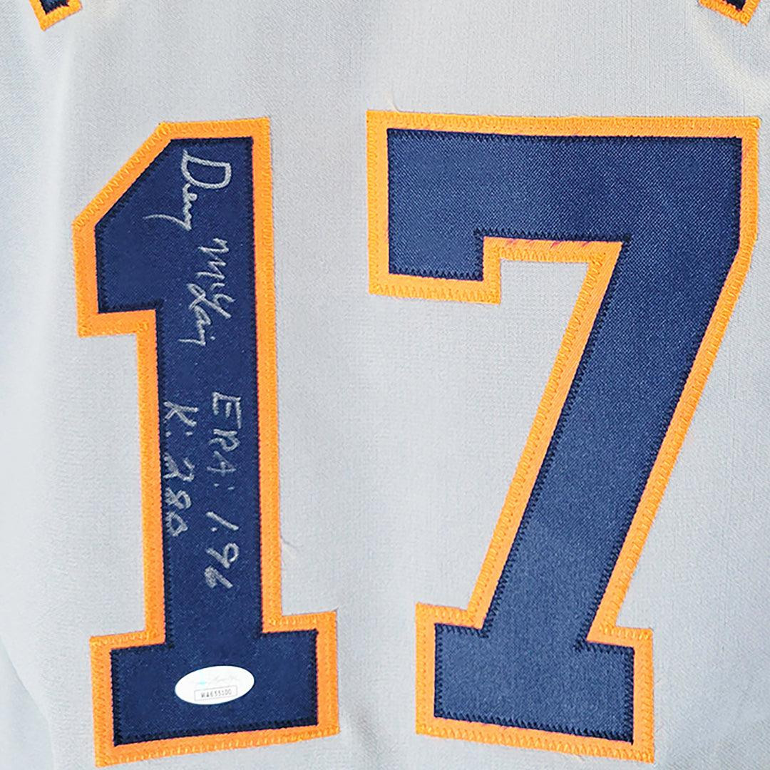 Denny McLain Signed Multiple Inscription Detroit Grey Baseball Jersey (JSA)