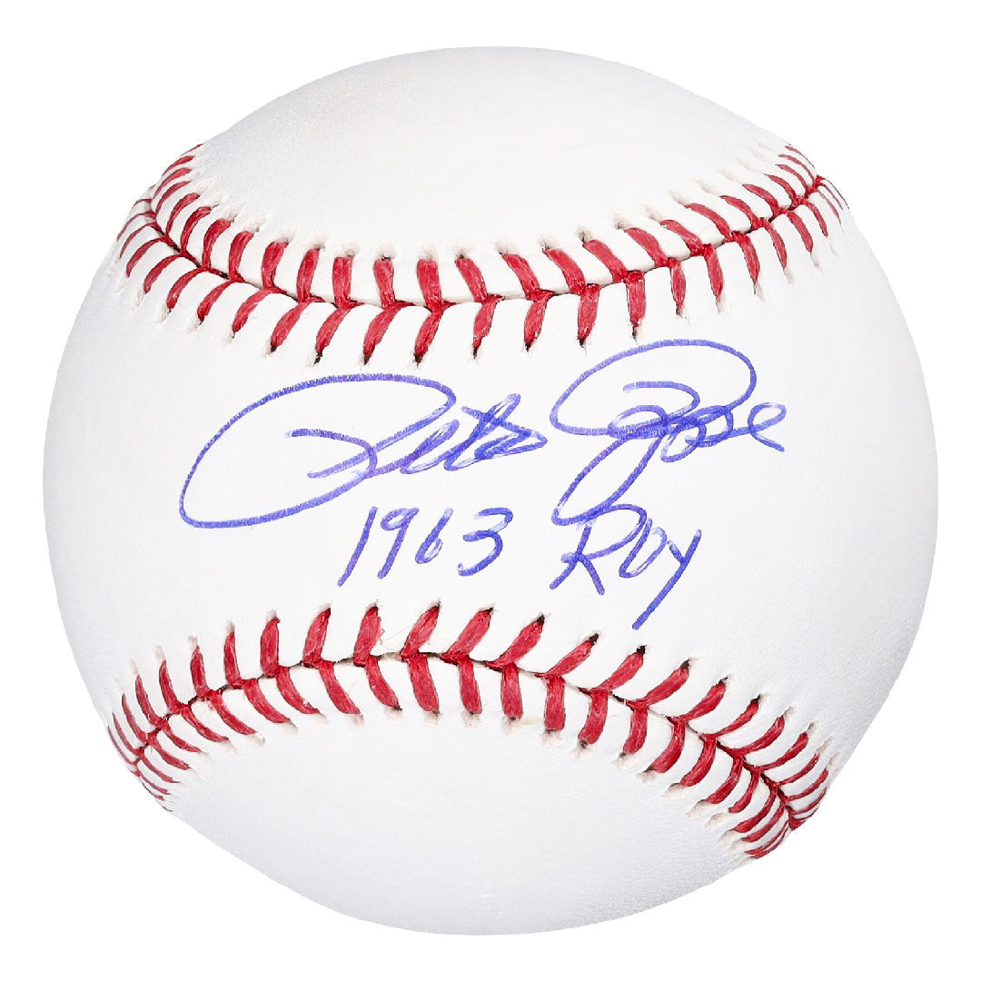 Pete Rose Signed 1963 ROY Inscription Rawlings Official Major