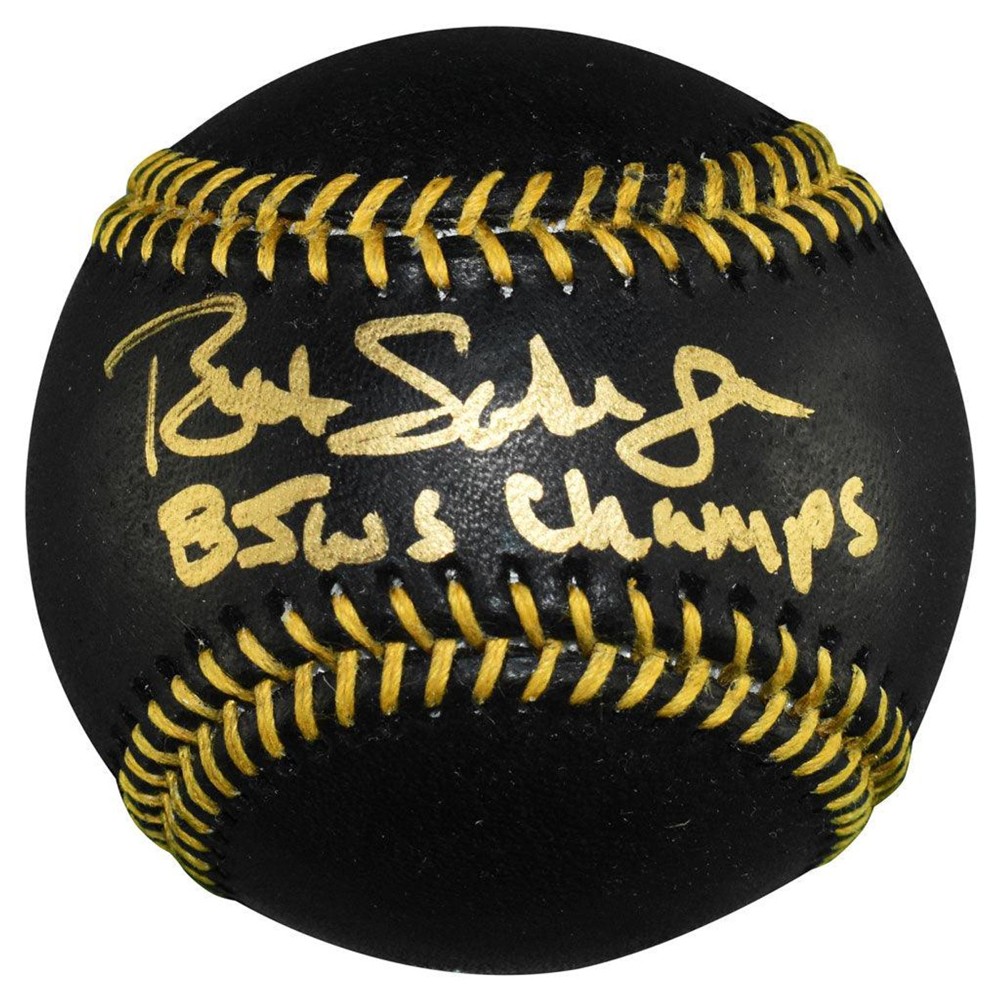 Bret Saberhagen Signed 85 WSC Inscription Rawlings Official MLB Black & Gold Baseball (JSA)