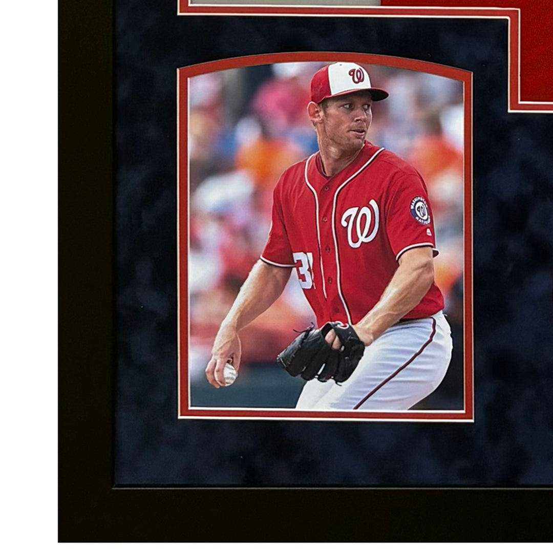 Stephen Strasburg Signed Washington Red Custom Suede Matte Framed