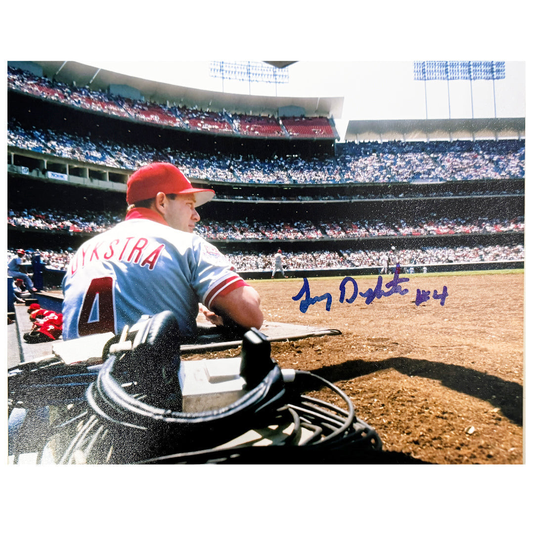 Lenny Dykstra Signed Philadelphia Pose 3 Baseball 8x10 Photo (JSA)