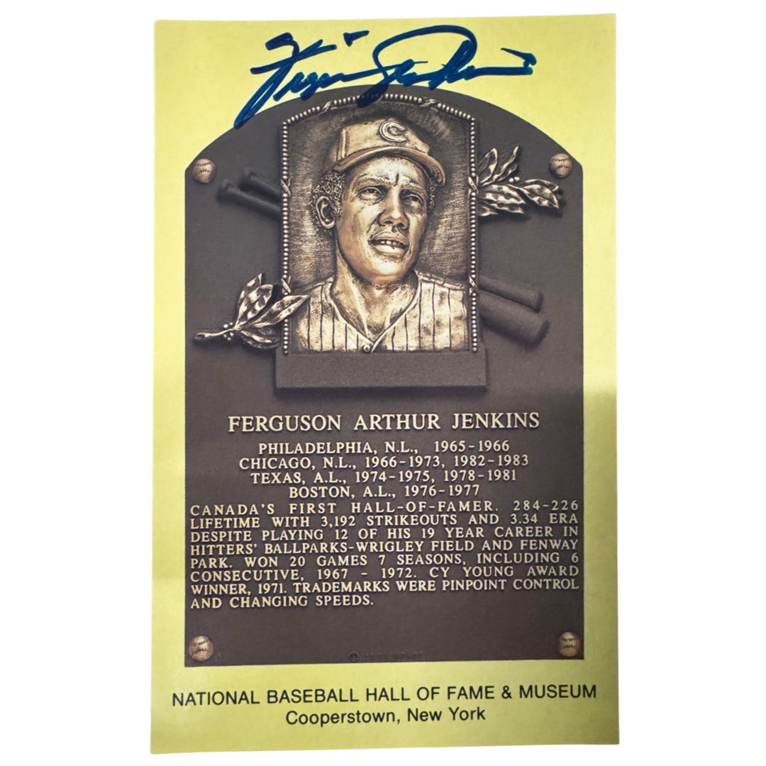 Ferguson Jenkins Signed HOF Plaque Card (JSA) -