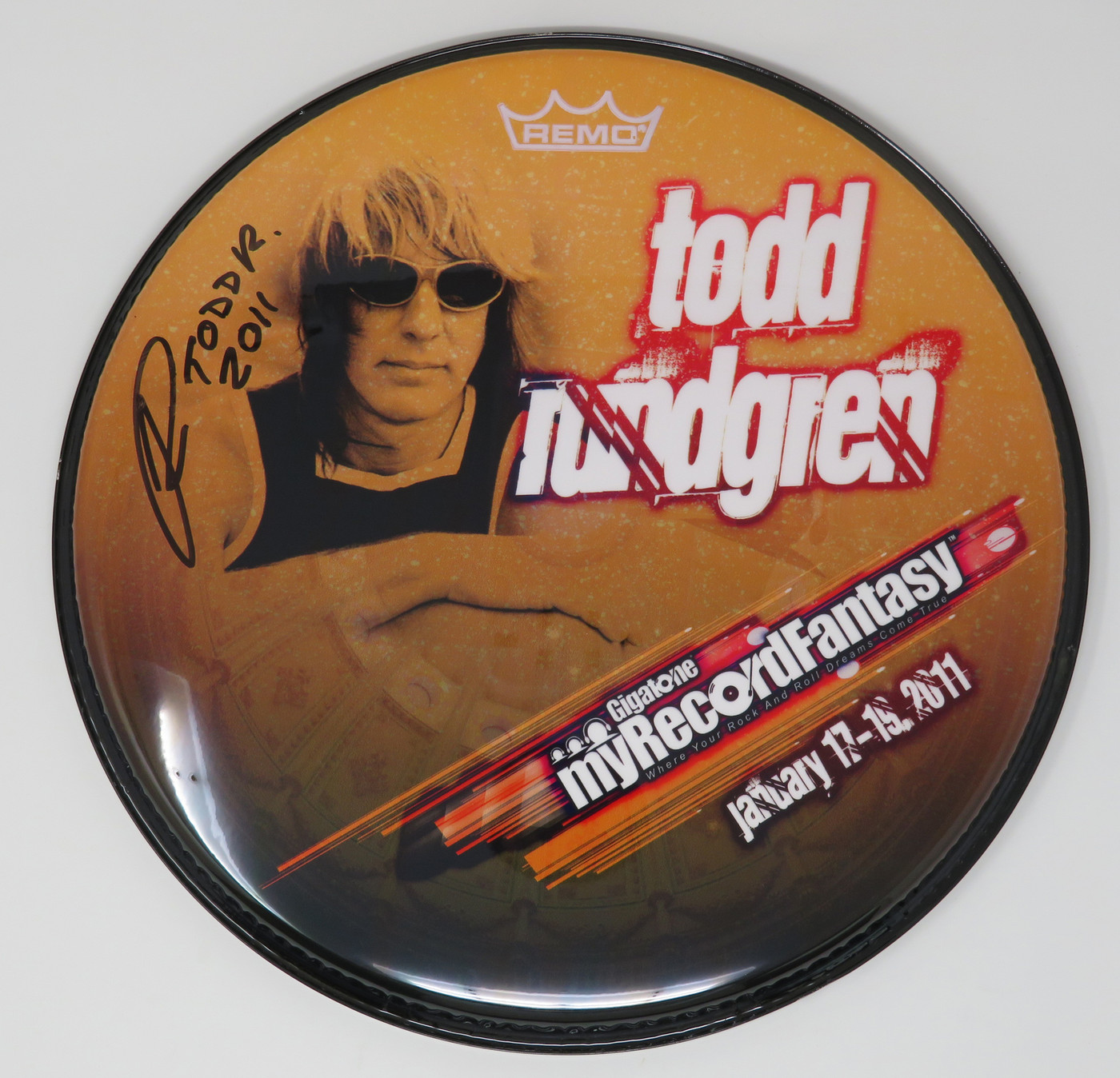 Todd Rundgren Signed Drumhead RR58608
