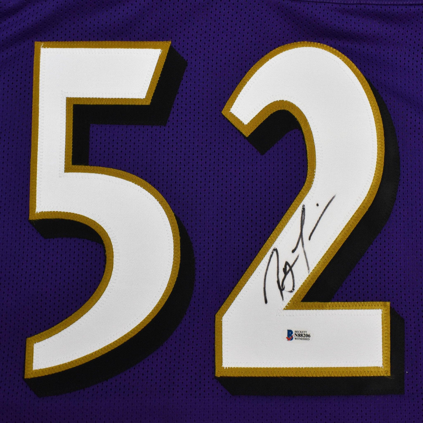 Ray Lewis Signed Baltimore Purple Football Jersey (Beckett)