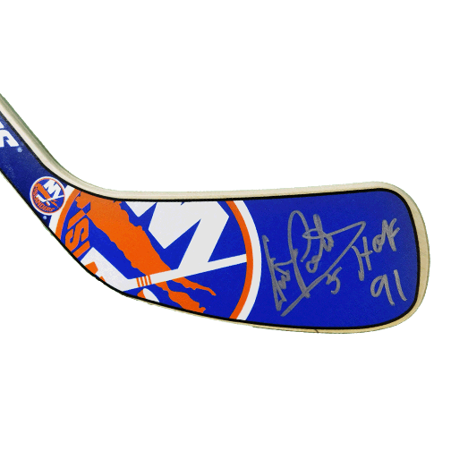 Denis Potvin Signed HOF 91 Inscription New York Islanders Mini Hockey Stick (JSA)