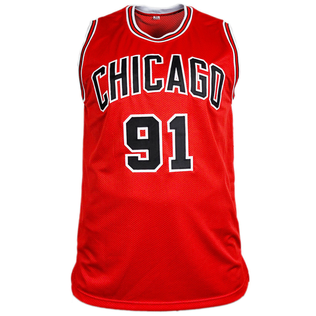 Dennis Rodman Signed Chicago Red Basketball Jersey (Beckett)