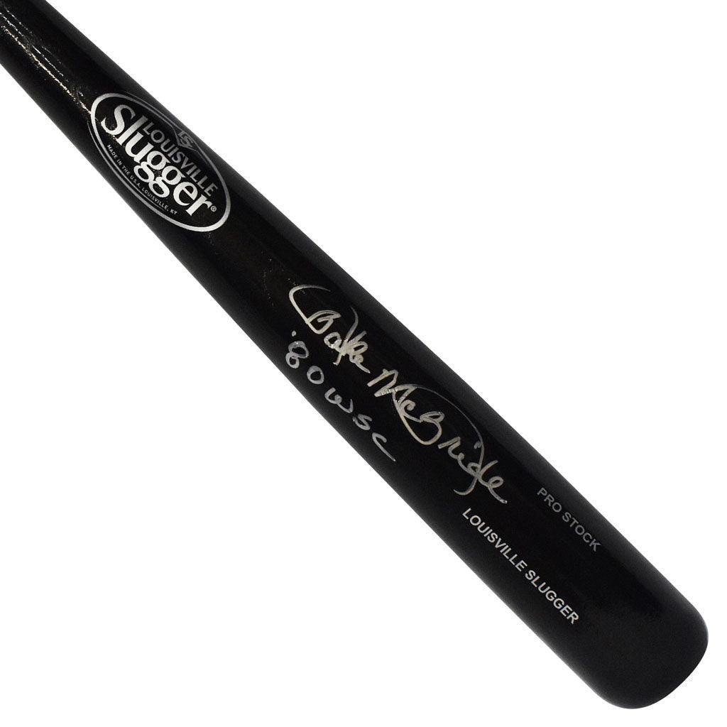 Bake McBride Signed 80 WSC Inscription Louisville Slugger Official MLB Black Baseball Bat (JSA)