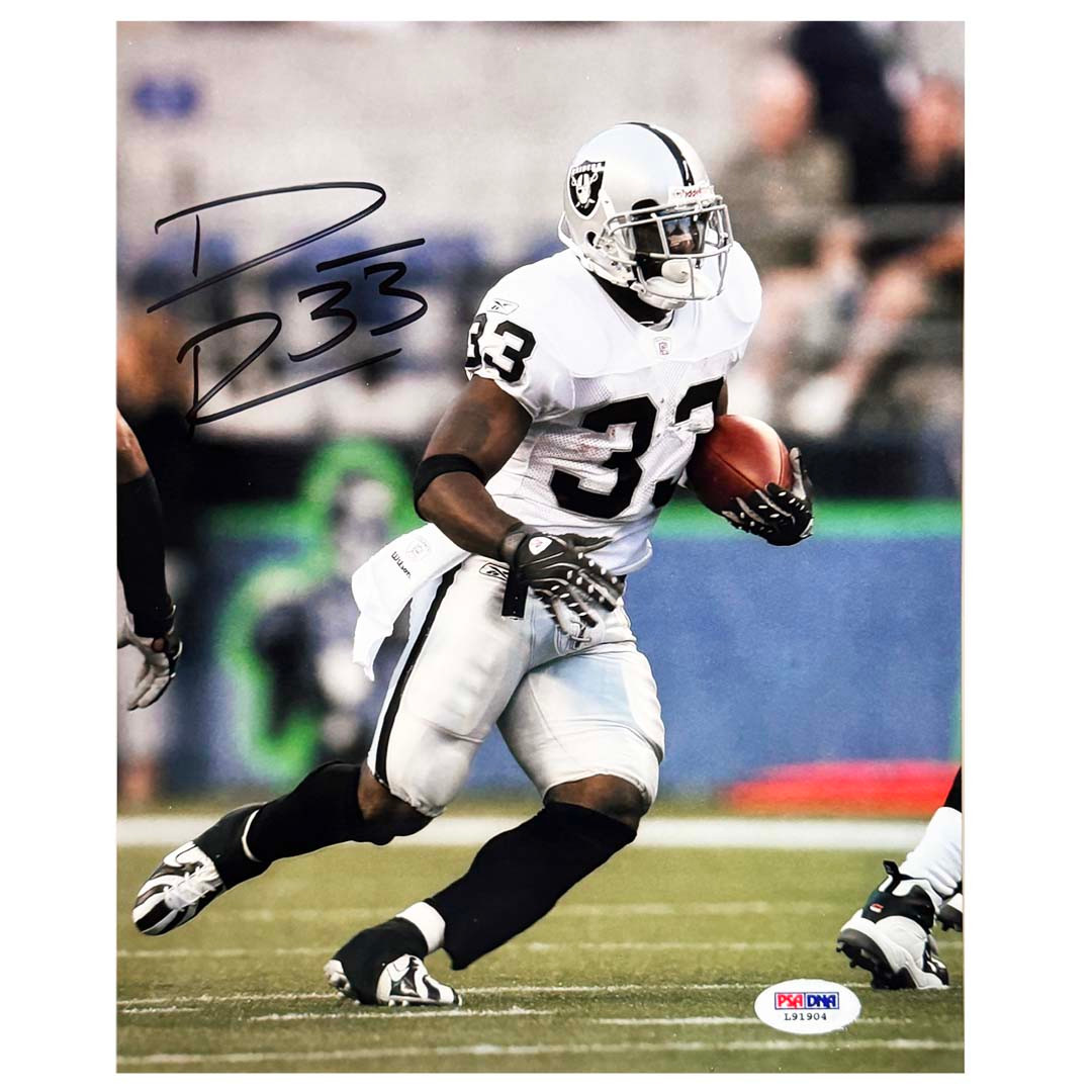 Dominic Rhodes Signed Oakland Pose 1 Football 8x10 Photo (PSA)