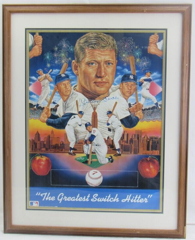 Mickey Mantle Signed Framed 18x24 Poster JSA XX38966 -