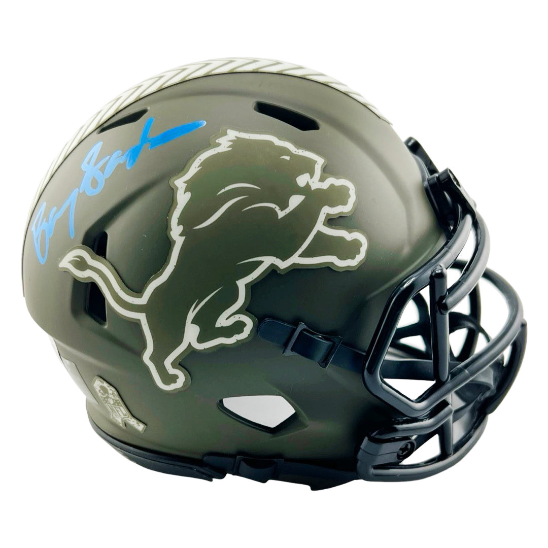 Barry Sanders Signed Detroit Lions Salute to Service Mini Football