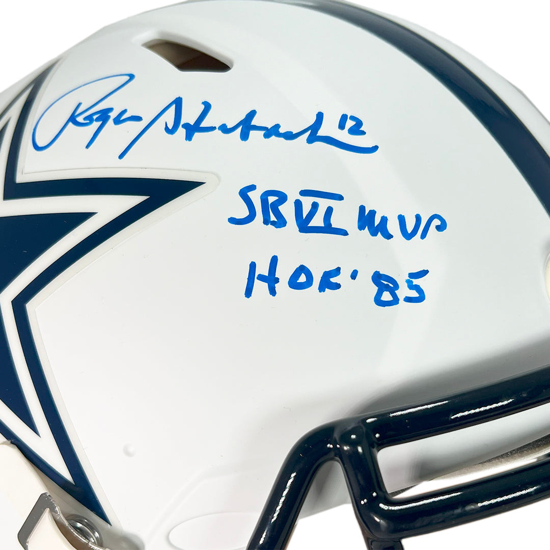 Roger Staubach Signed HOF SB MVP Inscription Dallas Cowboys