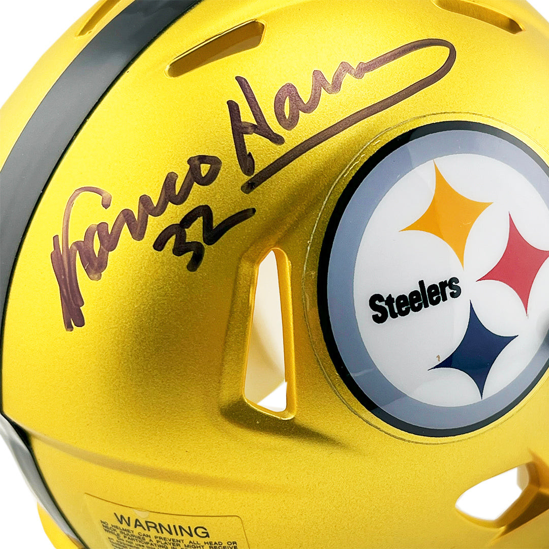 Franco Harris Signed Pittsburgh Steelers Blaze Mini Football Helmet (Beckett)