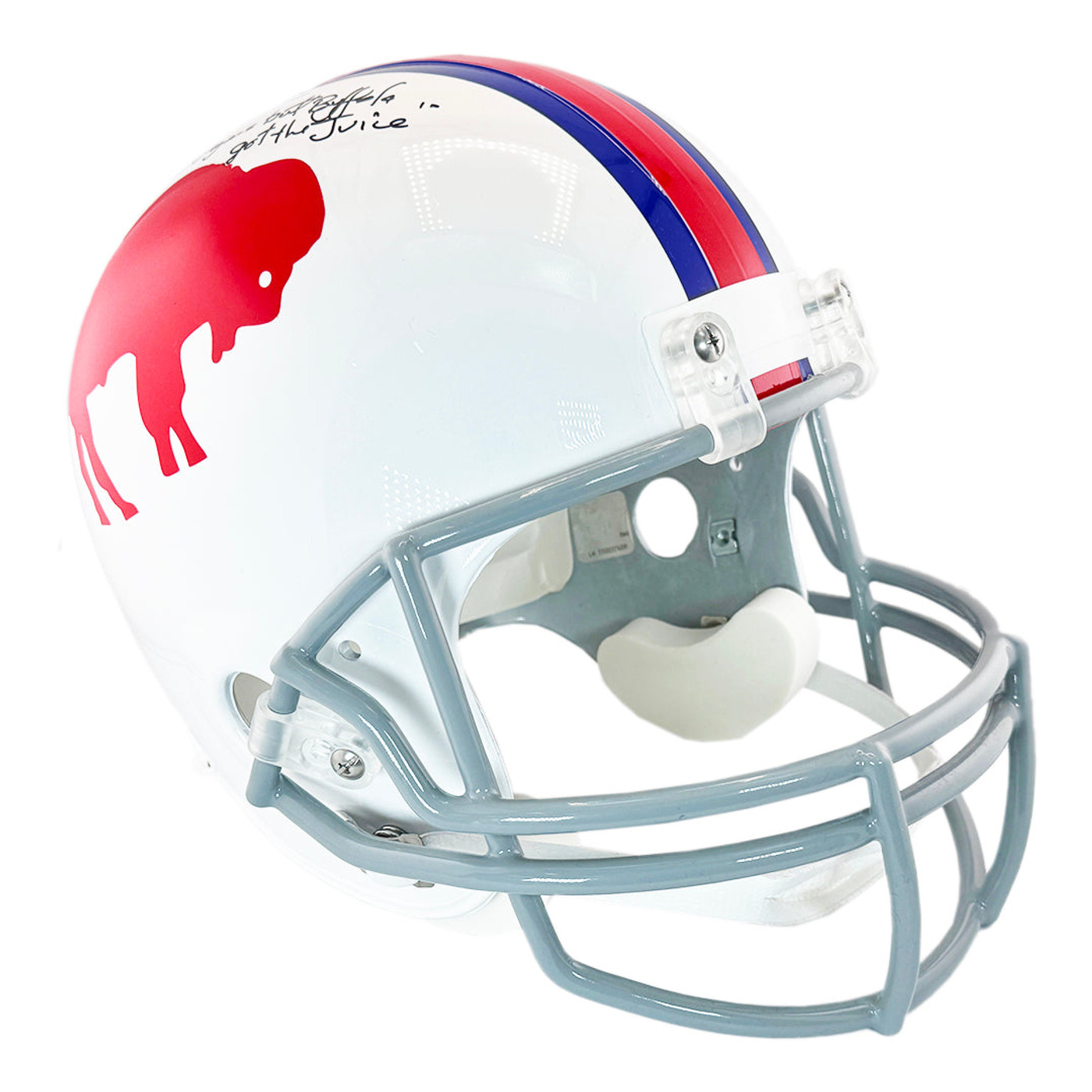 OJ Simpson Signed "Miami has the oranges but Buffalo got the Juice"  Inscription Buffalo Bills Throwback 65-73 Full-Size Replica Football Helmet (JSA)
