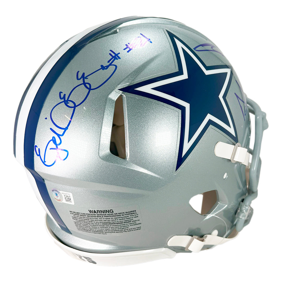 CeeDee Lamb, Ezekiel Elliott & Dak Prescott Signed Dallas Cowboys