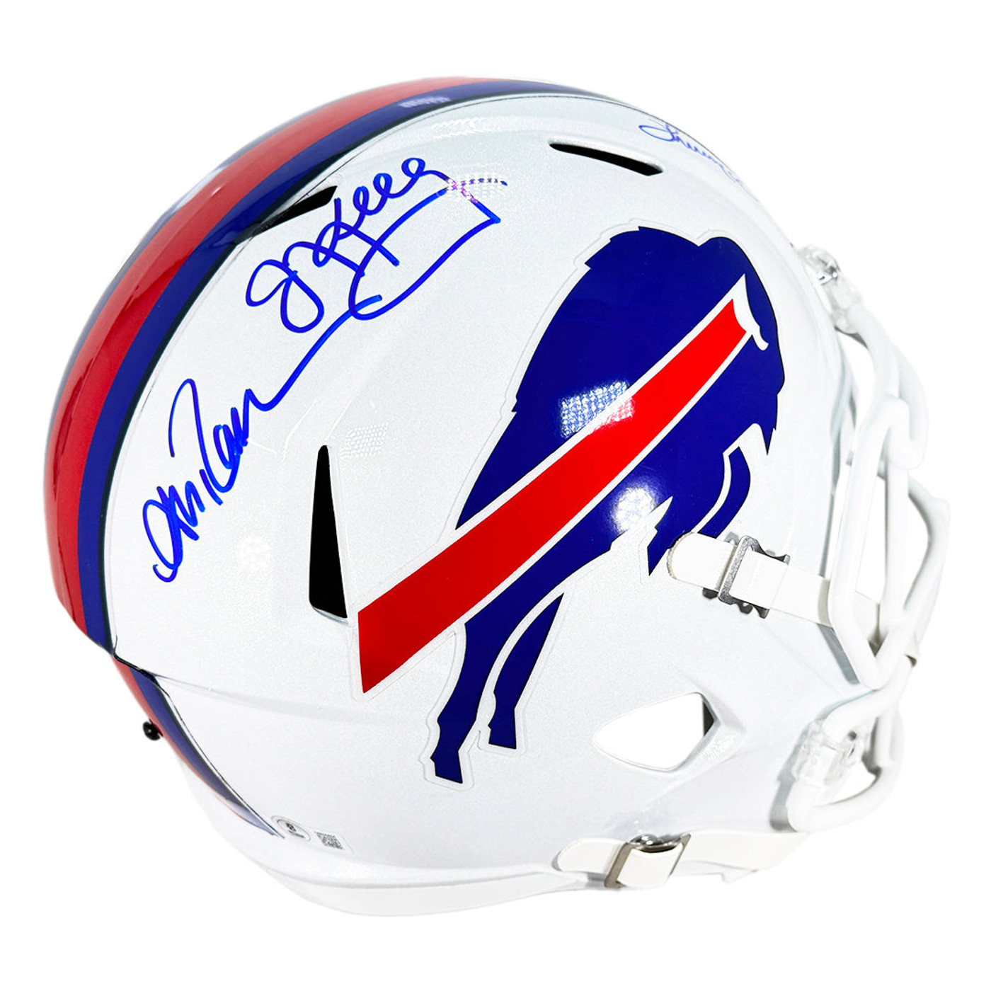 Jim Kelly Andre Reed & Thurman Thomas Signed Buffalo Bills Speed Full-Size Replica Football Helmet (Beckett)
