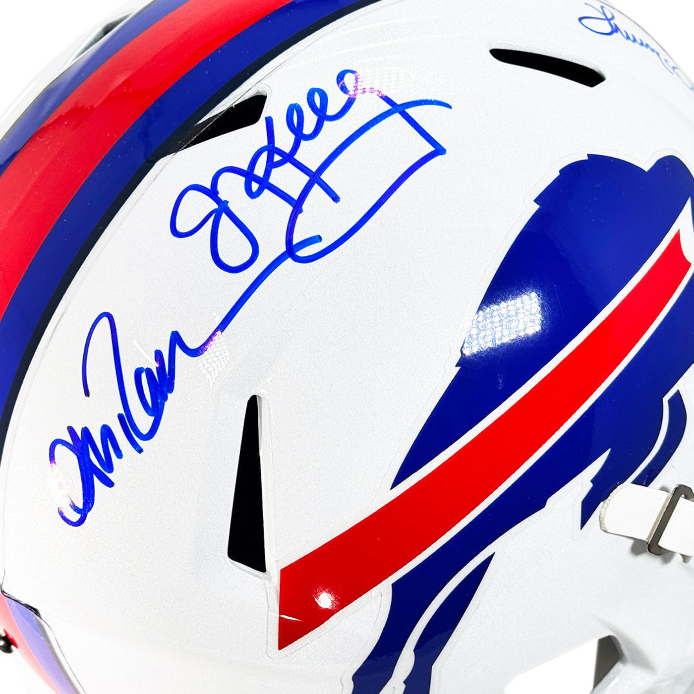 Jim Kelly Andre Reed & Thurman Thomas Signed Buffalo Bills Speed Full-Size Replica Football Helmet (Beckett)