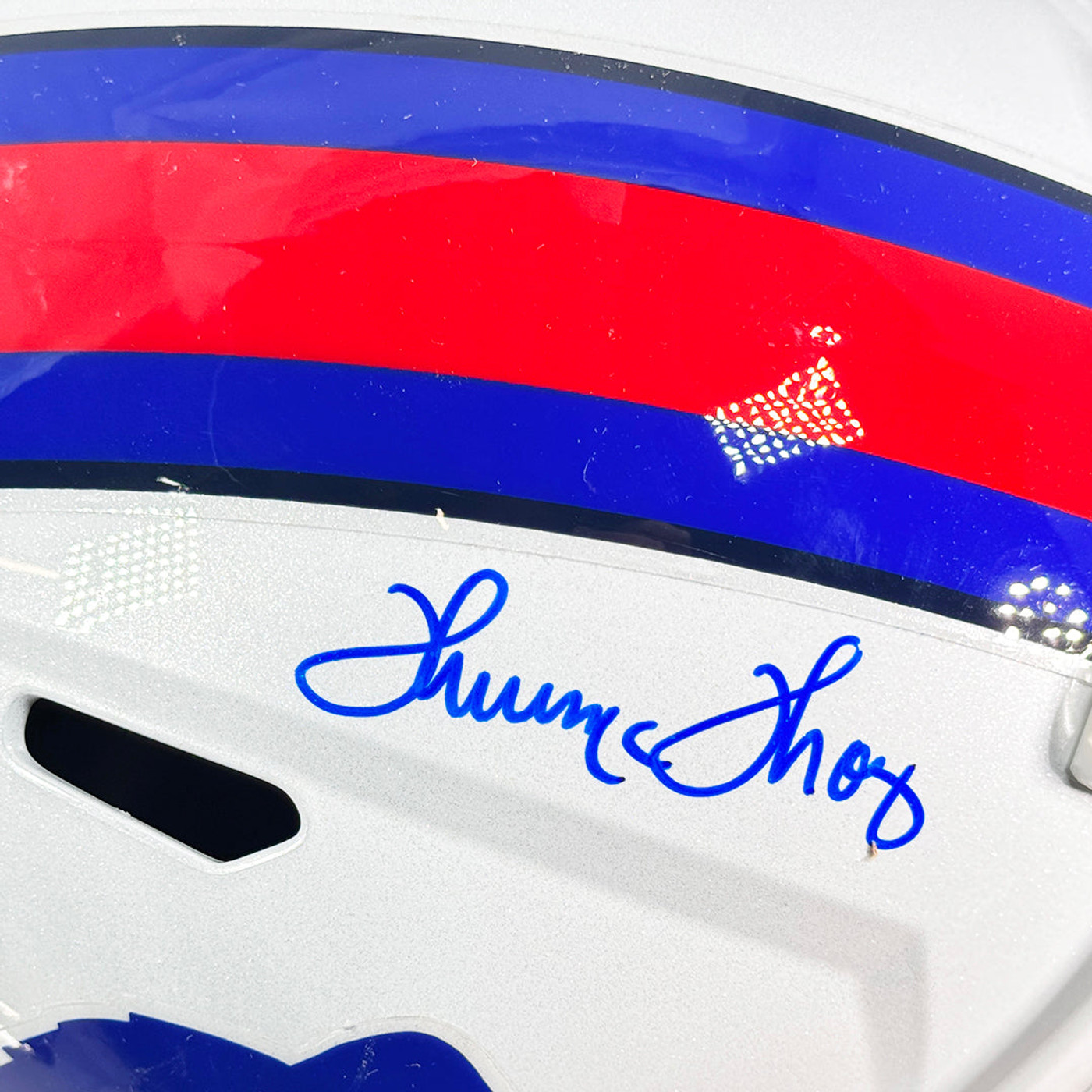 Jim Kelly Andre Reed & Thurman Thomas Signed Buffalo Bills Speed Full-Size Replica Football Helmet (Beckett)