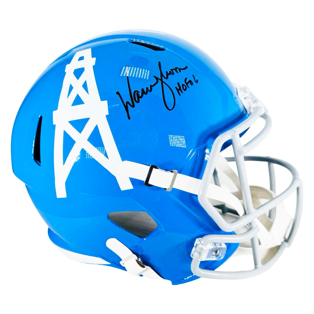 Warren Moon Signed HOF 96 Inscription Houston Oilers Throwback 60-62 Speed Full-Size Replica Football Helmet (JSA)