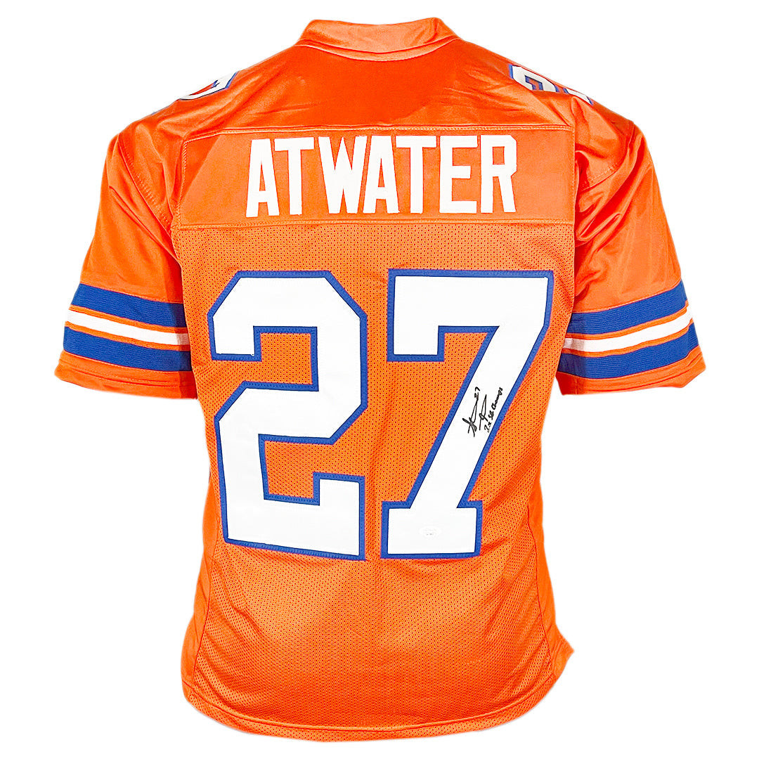 Steve Atwater Signed 2x SB Champ Inscription Denver Orange
