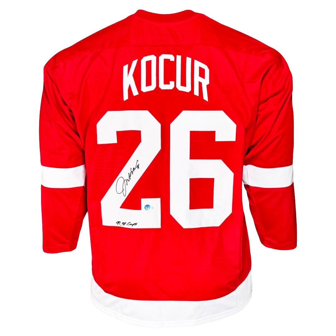 Joey Kocur Signed 97 98 Cups Inscription Detroit Red Hockey Jersey