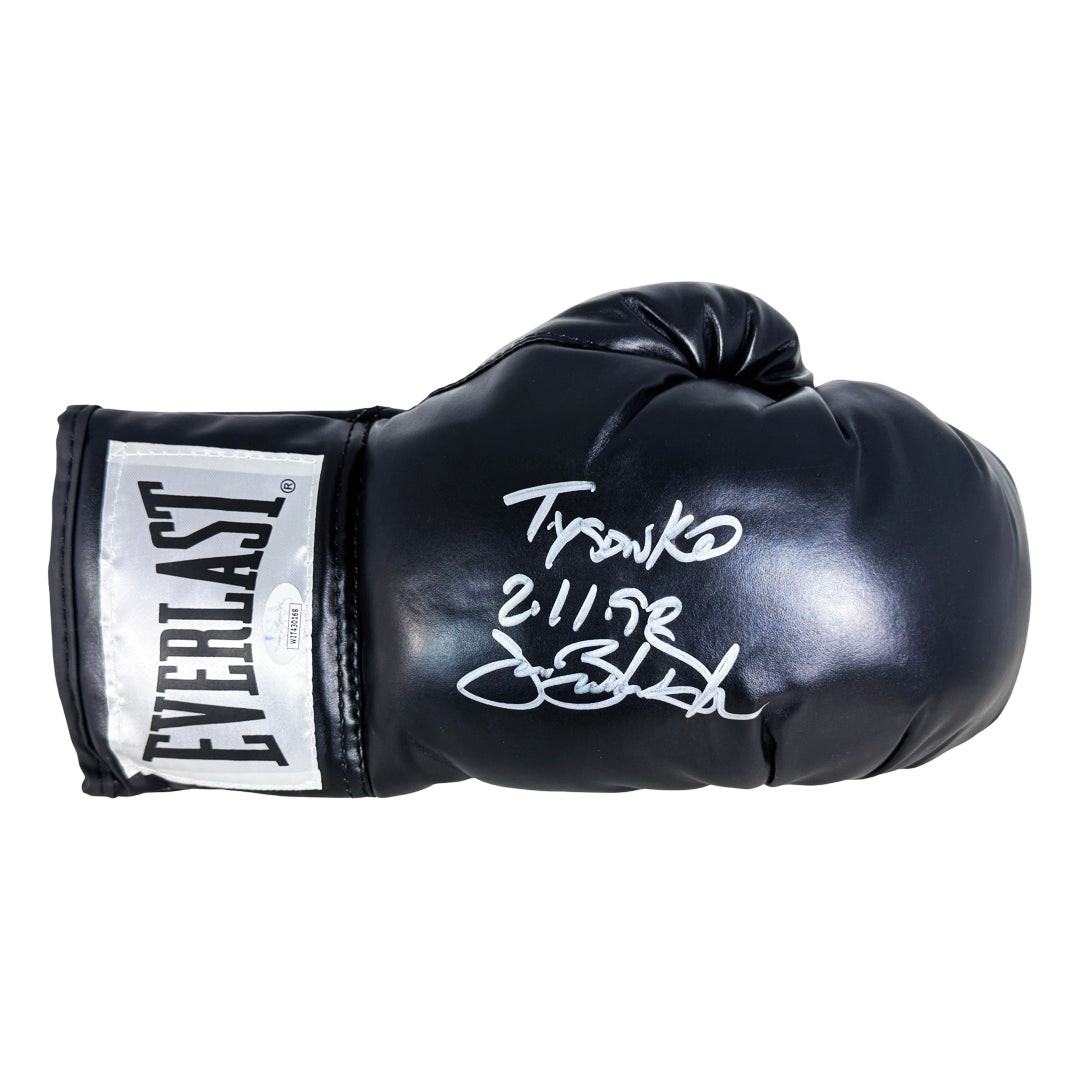Buster Douglas Signed Tyson KO 2/11/90 Inscription Black Boxing Glove (JSA)