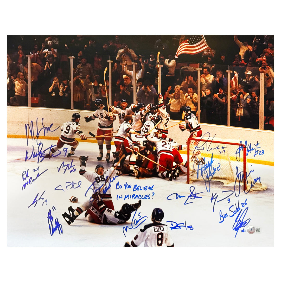 Miracle On Ice 18-Autograph 1980's Gold Medalists Team USA 16x20
