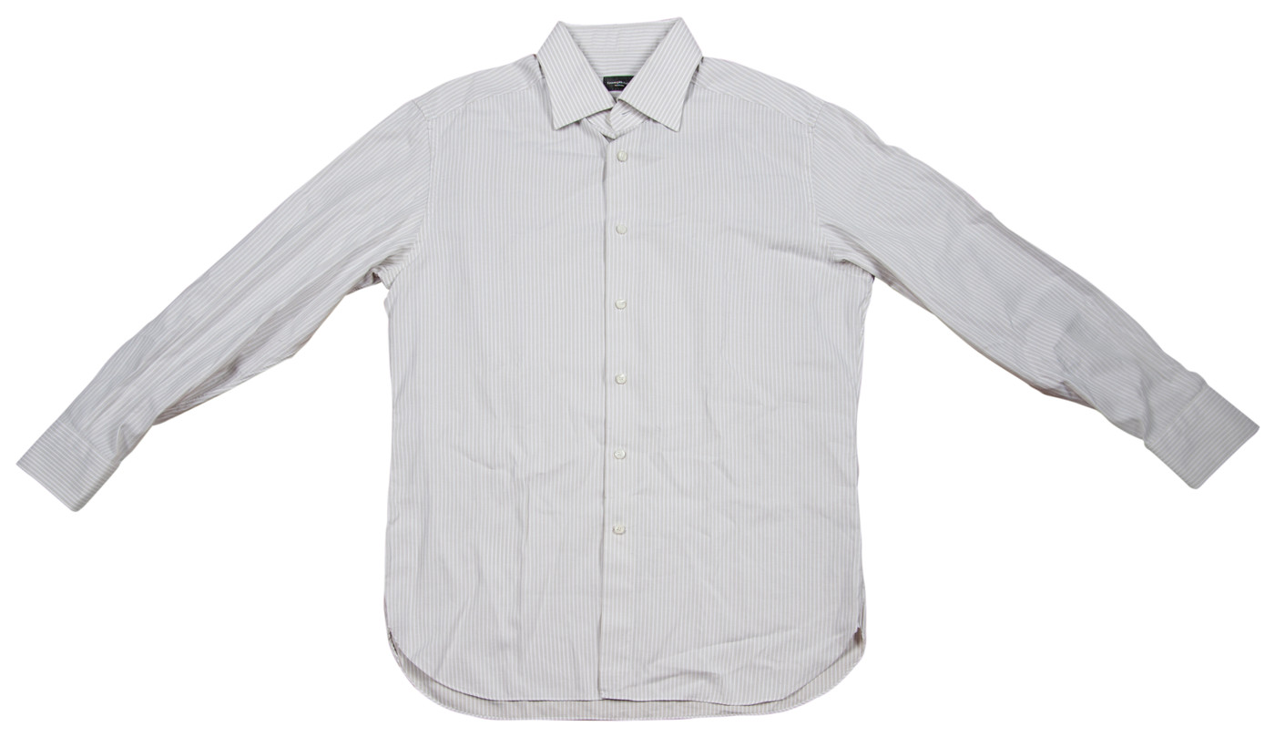 Broncos Peyton Manning '13 Press Conf Worn Zegna Custom Dress Shirt Photo Match