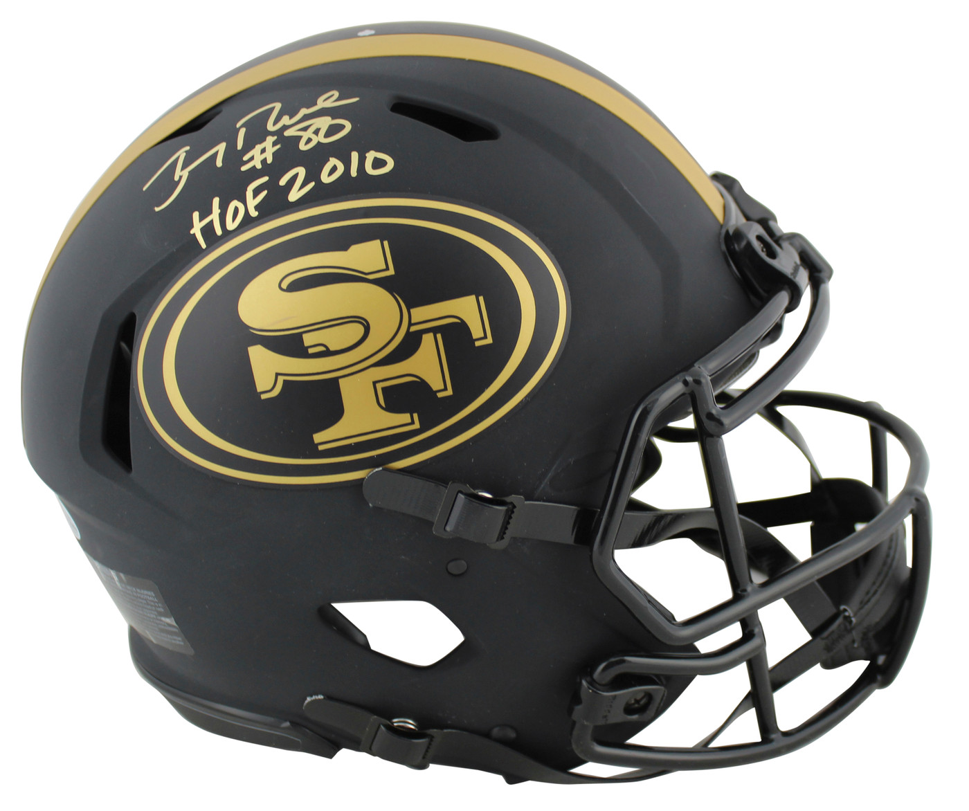 49ers Jerry Rice "HOF 2010" Signed Eclipse Proline F/S Speed Helmet BAS  Witness