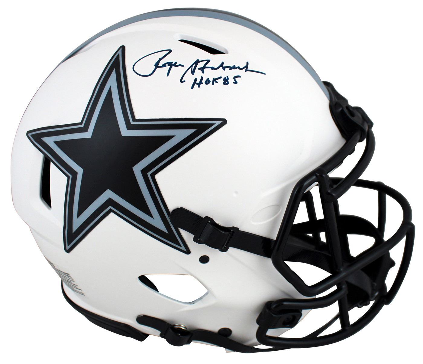 Cowboys Roger Staubach "HOF 85" Signed Lunar Full Size Speed Proline Helmet BAS