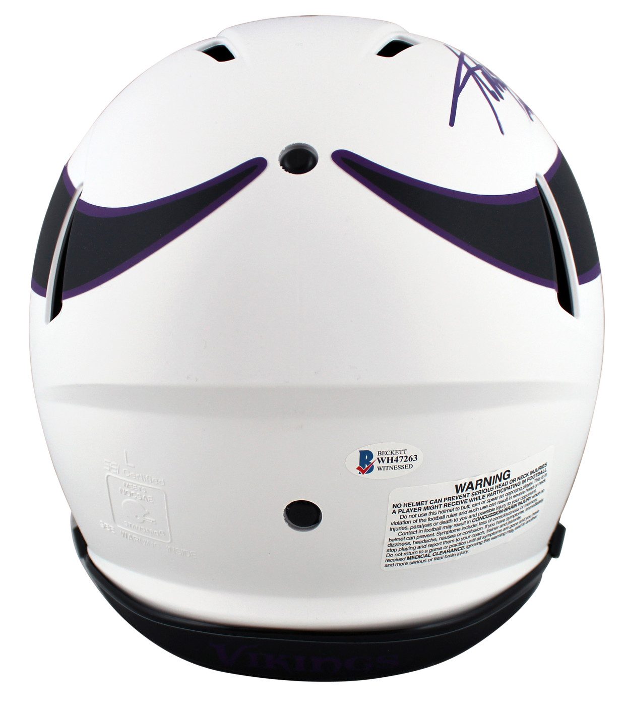 Vikings Adrian Peterson "All Day" Signed Lunar F/S Speed Proline Helmet BAS Wit
