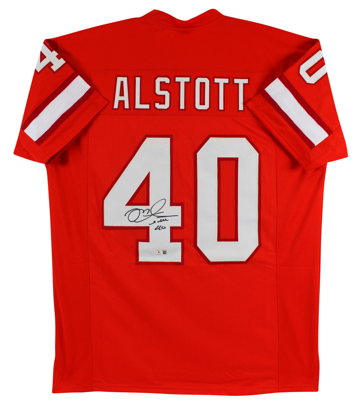 Mike Alstott Signed Orange Throwback Pro Style Jersey Autographed BAS Witnessed