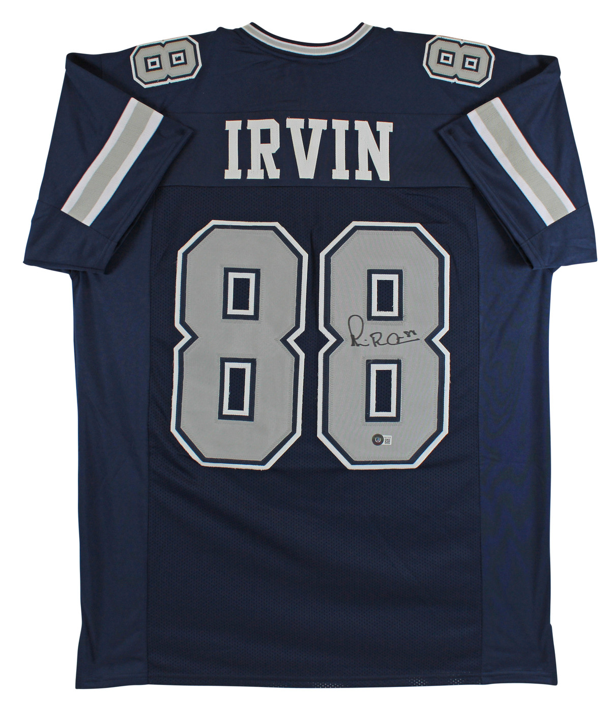 Cowboys Michael Irvin Signed Navy Blue Pro Style Jersey w/ Grey #s BAS Witnessed