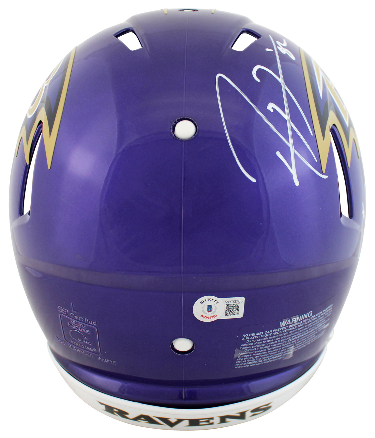Ravens Ray Lewis & Ed Reed Signed Flash F/S Speed Proline Helmet BAS Wit