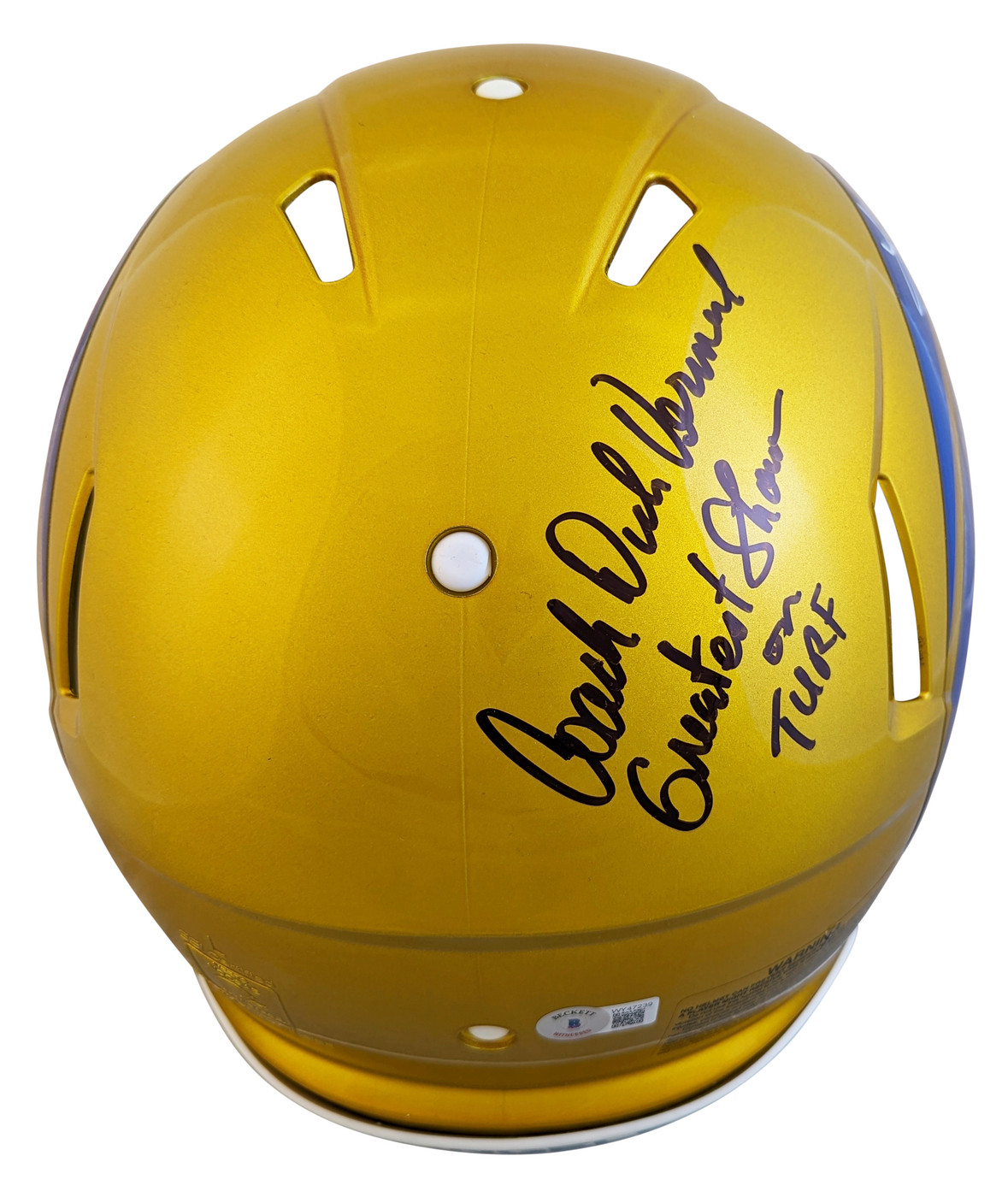 Rams (3) Warner, Faulk & Vermeil Signed Flash F/S Speed Proline Helmet BAS Wit