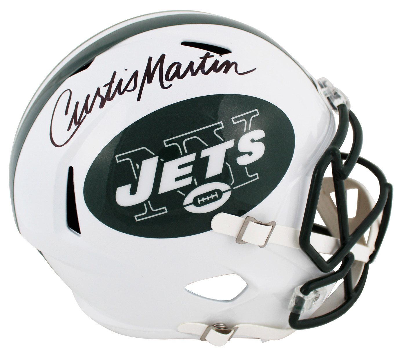Jets Curtis Martin  Signed 1998-18 TB Full Size Speed Rep Helmet PSA/DNA Itp