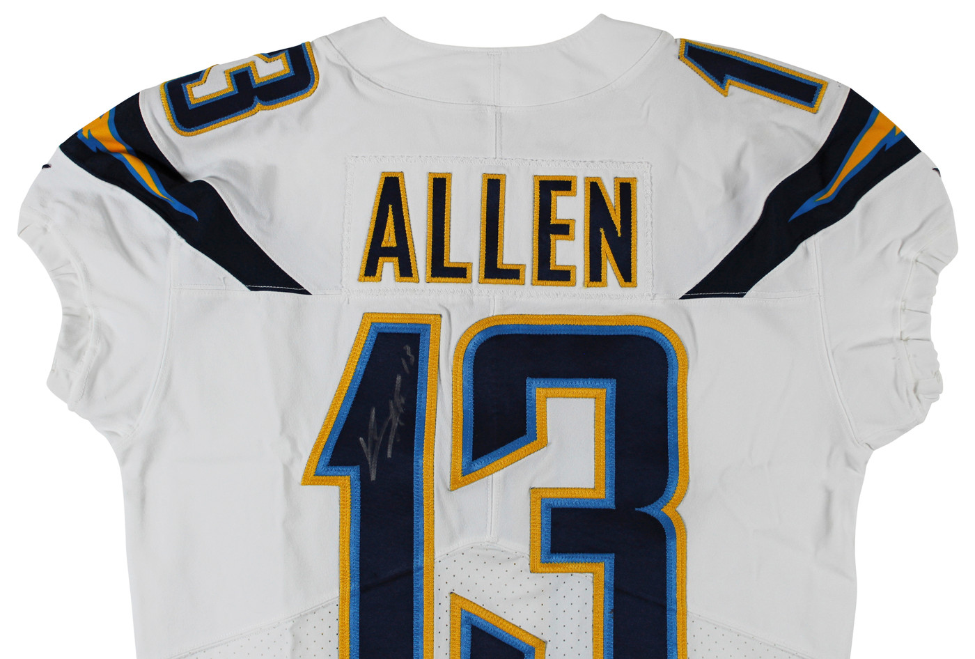 Chargers Keenan Allen Signed & Photomatched 2018 Game Used White Nike Jersey BAS
