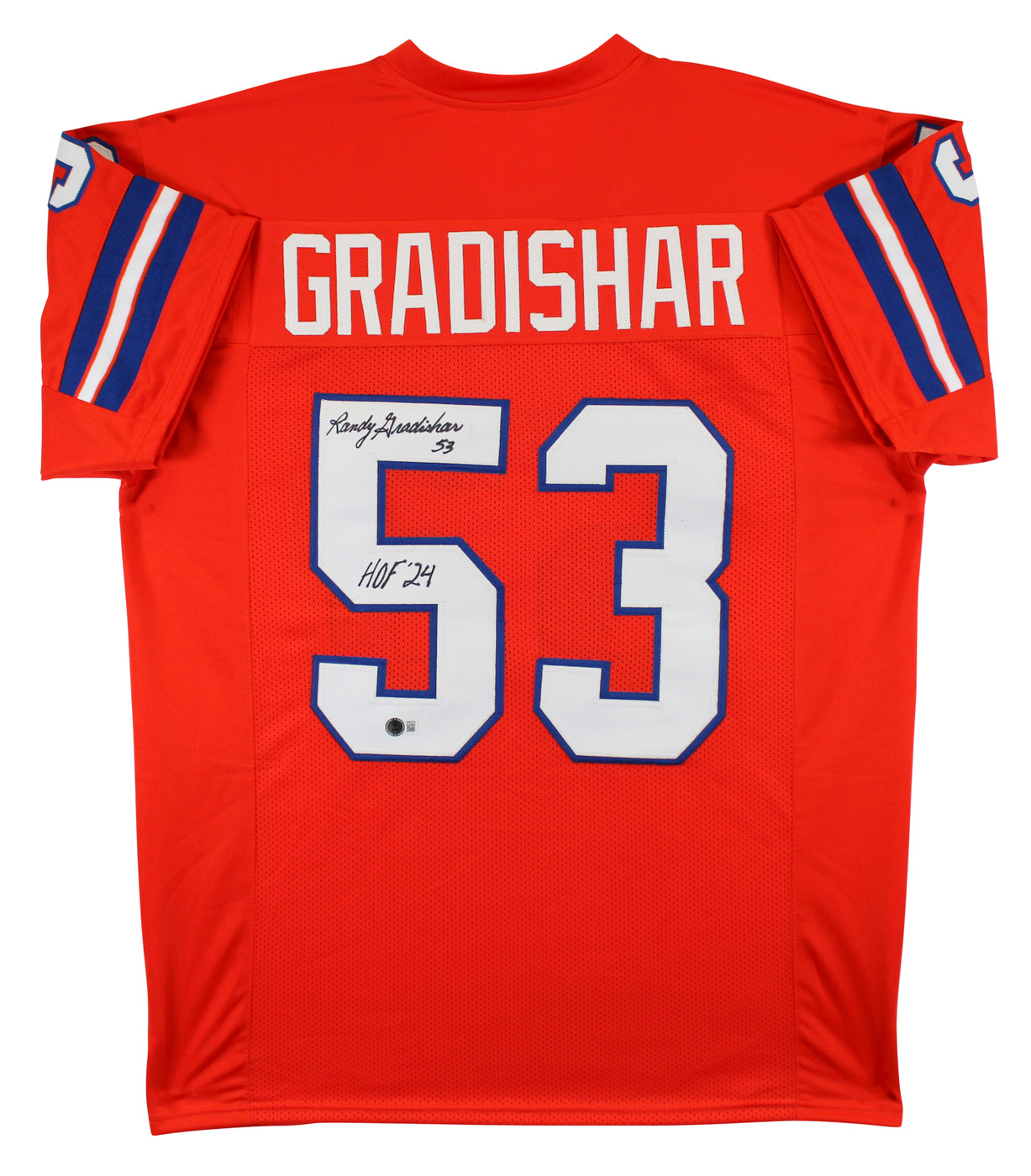 Randy Gradishar "HOF 24" Signed Orange Throwback Pro Style Jersey BAS Witnessed