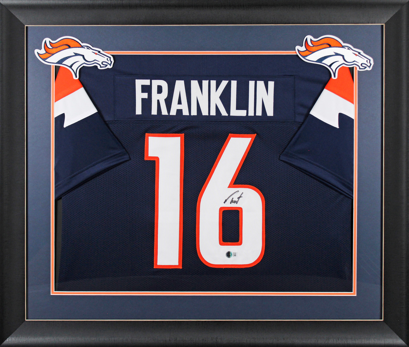 Troy Franklin Authentic Signed Navy Pro Style Framed Jersey BAS Witnessed