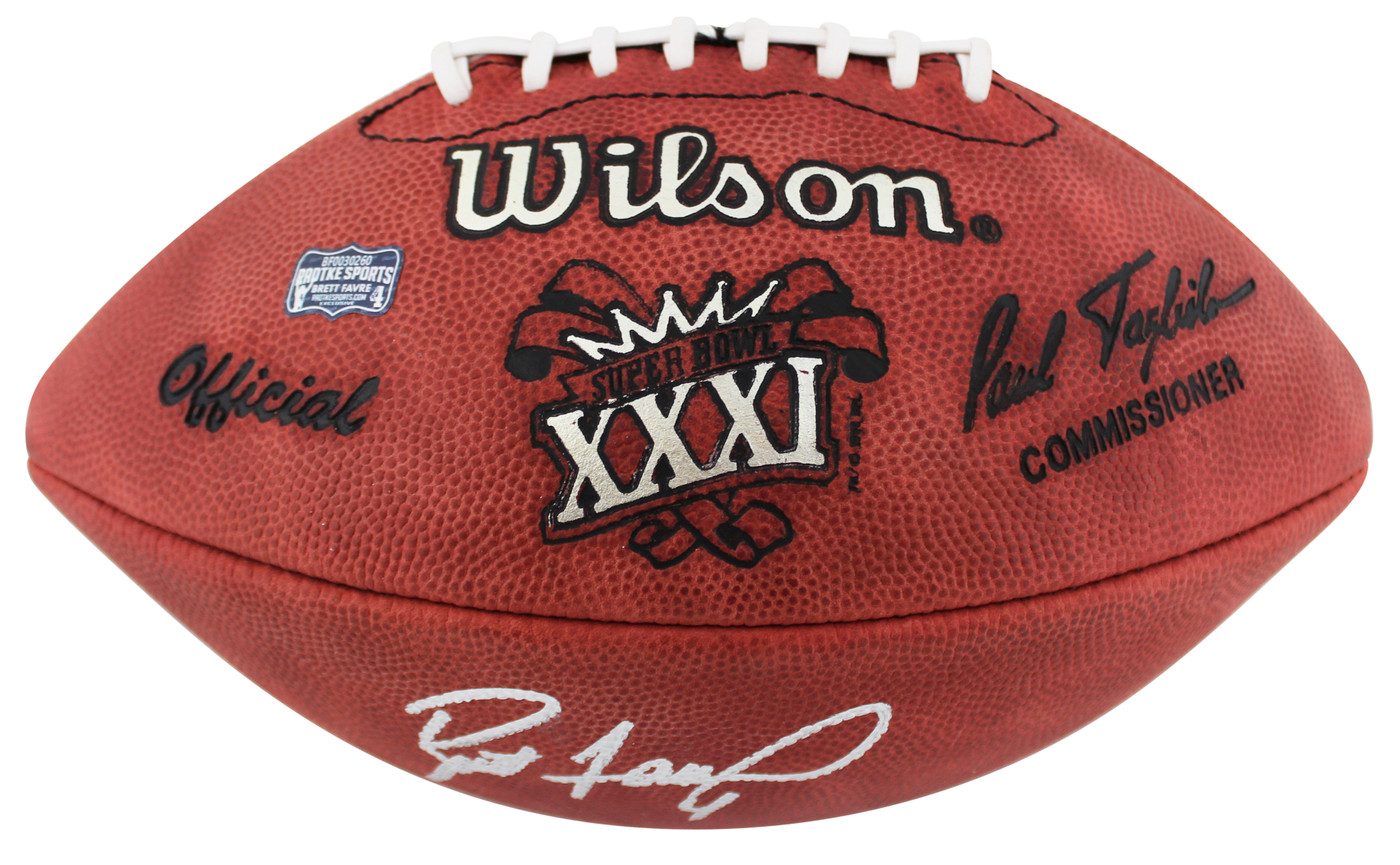 Packers Brett Favre Signed Official Wilson SB XXXI Logo Nfl